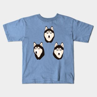 Husky Dogs Heads Kids T-Shirt